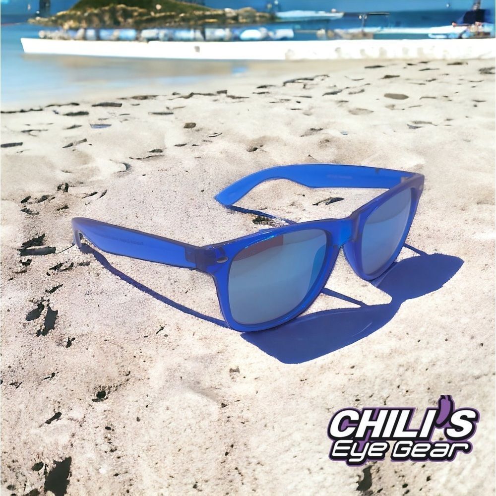 Chili’s DOCKSIDE Crystal Blue Polarized Sunglasses with Blue Mirrored Lenses